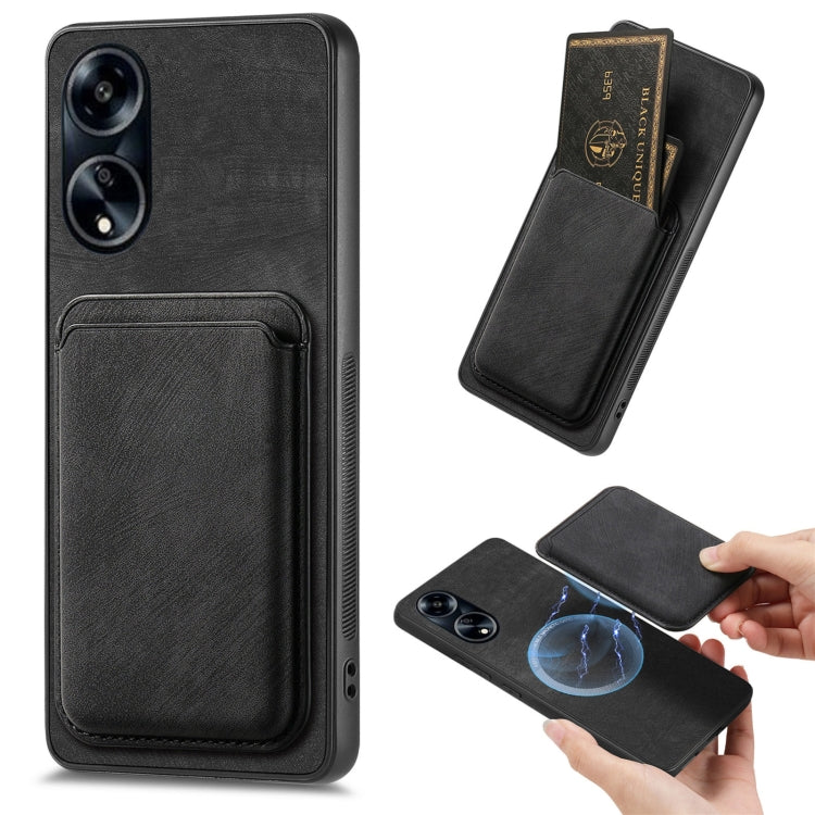 For OPPO A1 5G Retro Leather Card Bag Magnetic Phone Case(Black) - OPPO Cases by PMC TechLife | Online Shopping South Africa | PMC TechLife | Buy Now Pay Later Mobicred