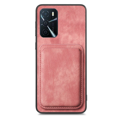 For OPPO Reno8 T 4G Retro Leather Card Bag Magnetic Phone Case(Pink) - OPPO Cases by PMC Jewellery | Online Shopping South Africa | PMC Jewellery | Buy Now Pay Later Mobicred