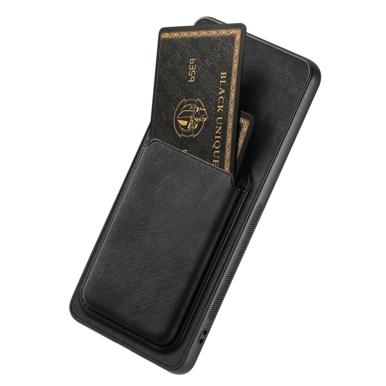 For OPPO Reno8 T 5G Retro Leather Card Bag Magnetic Phone Case(Black) - OPPO Cases by PMC Jewellery | Online Shopping South Africa | PMC Jewellery | Buy Now Pay Later Mobicred