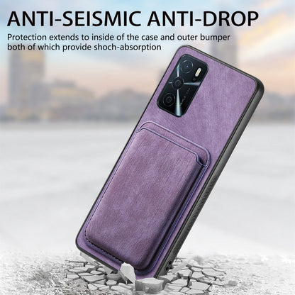 For OPPO Reno9 5G Retro Leather Card Bag Magnetic Phone Case(Purple) - OPPO Cases by PMC Jewellery | Online Shopping South Africa | PMC Jewellery | Buy Now Pay Later Mobicred