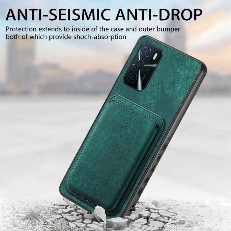 For OPPO A17K Retro Leather Card Bag Magnetic Phone Case(Green) - OPPO Cases by PMC TechLife | Online Shopping South Africa | PMC TechLife | Buy Now Pay Later Mobicred