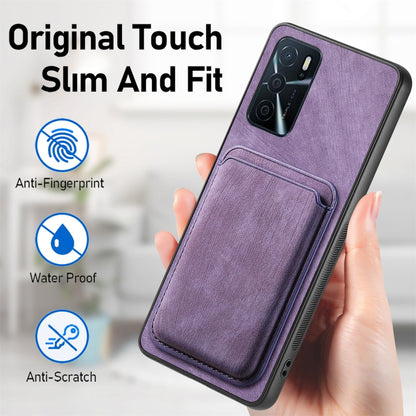 For OPPO A17K Retro Leather Card Bag Magnetic Phone Case(Purple) - OPPO Cases by PMC Jewellery | Online Shopping South Africa | PMC Jewellery | Buy Now Pay Later Mobicred