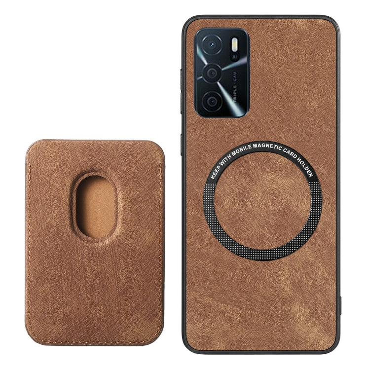 For OPPO A17 Retro Leather Card Bag Magnetic Phone Case(Brown) - OPPO Cases by PMC TechLife | Online Shopping South Africa | PMC TechLife | Buy Now Pay Later Mobicred