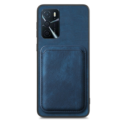 For OPPO A57 4G Retro Leather Card Bag Magnetic Phone Case(Blue) - OPPO Cases by PMC Jewellery | Online Shopping South Africa | PMC Jewellery | Buy Now Pay Later Mobicred