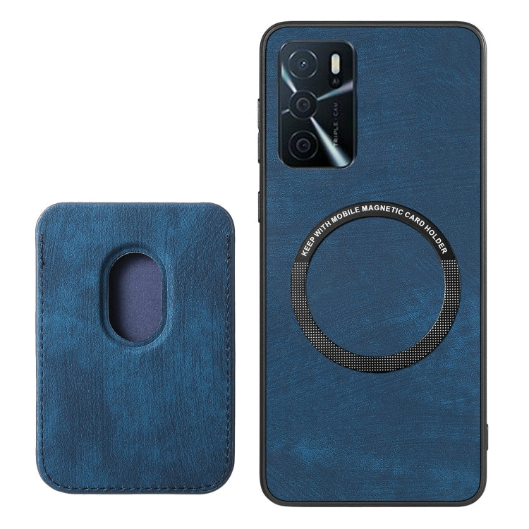 For OPPO A57 5G Retro Leather Card Bag Magnetic Phone Case(Blue) - OPPO Cases by PMC TechLife | Online Shopping South Africa | PMC TechLife | Buy Now Pay Later Mobicred