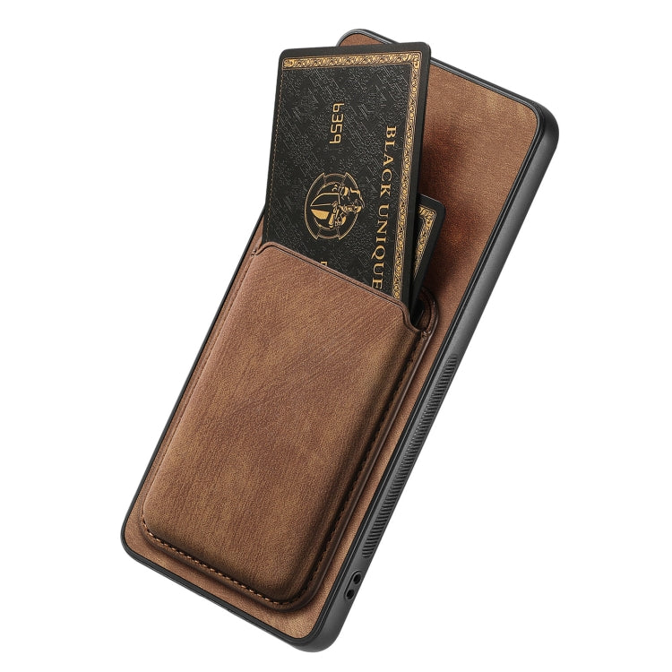 For OPPO Reno7 5G Retro Leather Card Bag Magnetic Phone Case(Brown) - OPPO Cases by PMC TechLife | Online Shopping South Africa | PMC TechLife | Buy Now Pay Later Mobicred