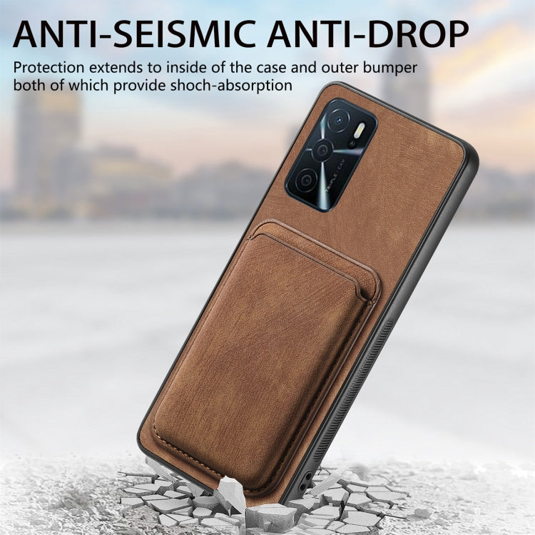 For OPPO Reno7 5G Retro Leather Card Bag Magnetic Phone Case(Brown) - OPPO Cases by PMC TechLife | Online Shopping South Africa | PMC TechLife | Buy Now Pay Later Mobicred