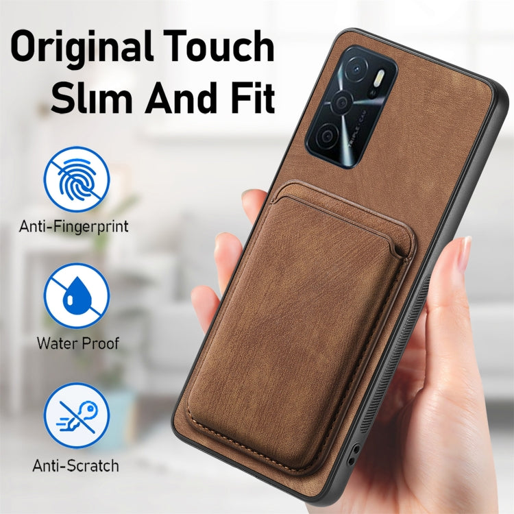 For OPPO Reno7 5G Retro Leather Card Bag Magnetic Phone Case(Brown) - OPPO Cases by PMC Jewellery | Online Shopping South Africa | PMC Jewellery | Buy Now Pay Later Mobicred