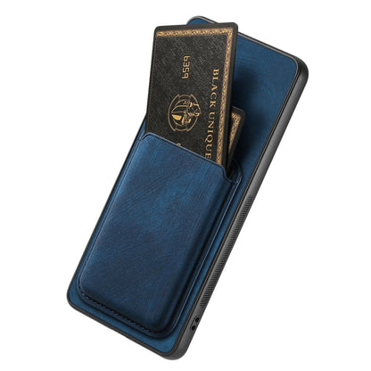 For OPPO Reno6 Z Retro Leather Card Bag Magnetic Phone Case(Blue) - OPPO Cases by PMC Jewellery | Online Shopping South Africa | PMC Jewellery | Buy Now Pay Later Mobicred