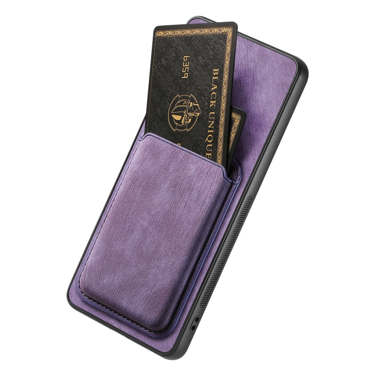 For OPPO A16 Retro Leather Card Bag Magnetic Phone Case(Purple) - OPPO Cases by PMC TechLife | Online Shopping South Africa | PMC TechLife | Buy Now Pay Later Mobicred