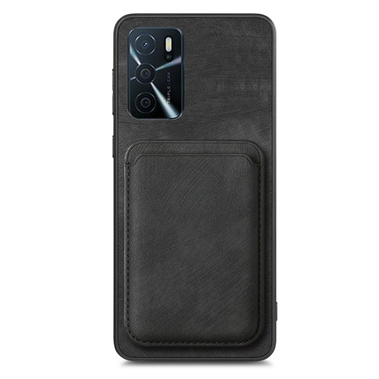 For OPPO A16 Retro Leather Card Bag Magnetic Phone Case(Black) - OPPO Cases by PMC TechLife | Online Shopping South Africa | PMC TechLife | Buy Now Pay Later Mobicred