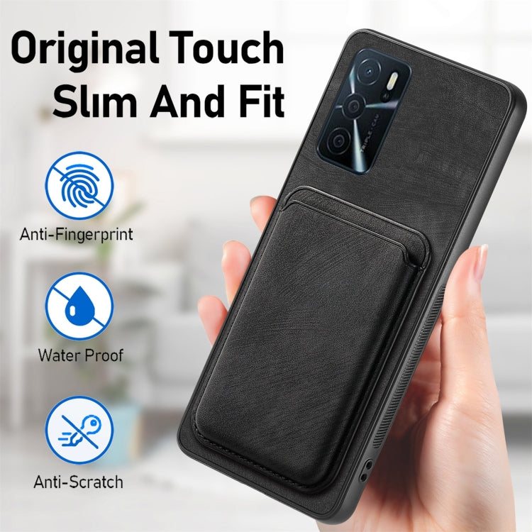 For OPPO A16 Retro Leather Card Bag Magnetic Phone Case(Black) - OPPO Cases by PMC TechLife | Online Shopping South Africa | PMC TechLife | Buy Now Pay Later Mobicred