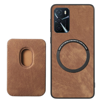 For OPPO Reno6 5G Retro Leather Card Bag Magnetic Phone Case(Brown) - OPPO Cases by PMC Jewellery | Online Shopping South Africa | PMC Jewellery | Buy Now Pay Later Mobicred