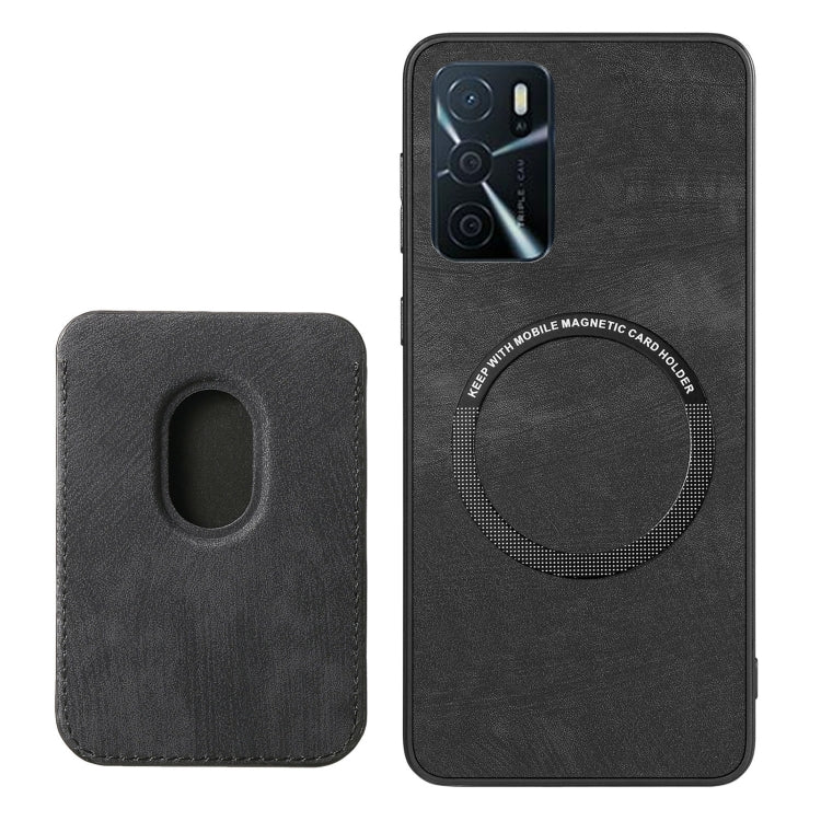 For OPPO Reno6 Pro+ Retro Leather Card Bag Magnetic Phone Case(Black) - OPPO Cases by PMC Jewellery | Online Shopping South Africa | PMC Jewellery | Buy Now Pay Later Mobicred