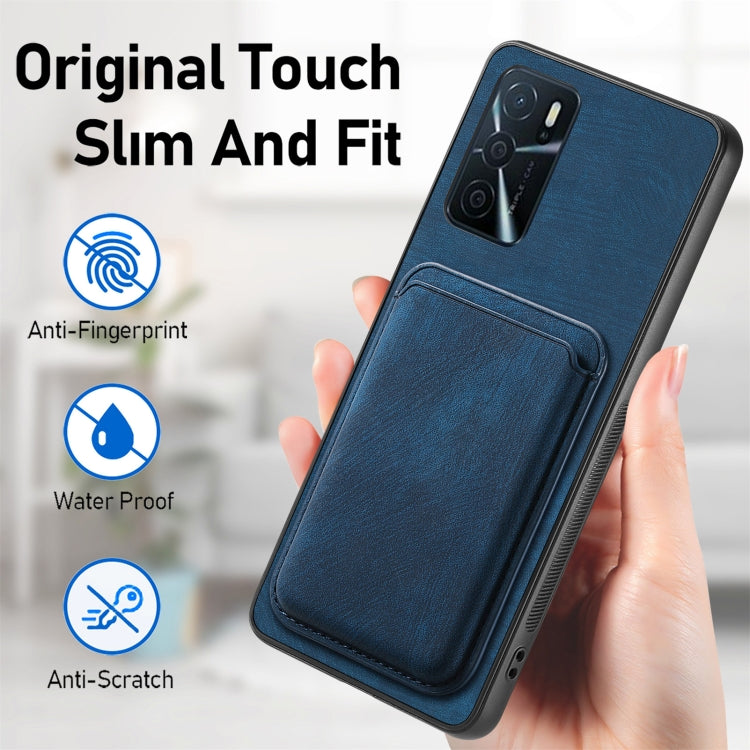 For OPPO A15 Retro Leather Card Bag Magnetic Phone Case(Blue) - OPPO Cases by PMC TechLife | Online Shopping South Africa | PMC TechLife | Buy Now Pay Later Mobicred