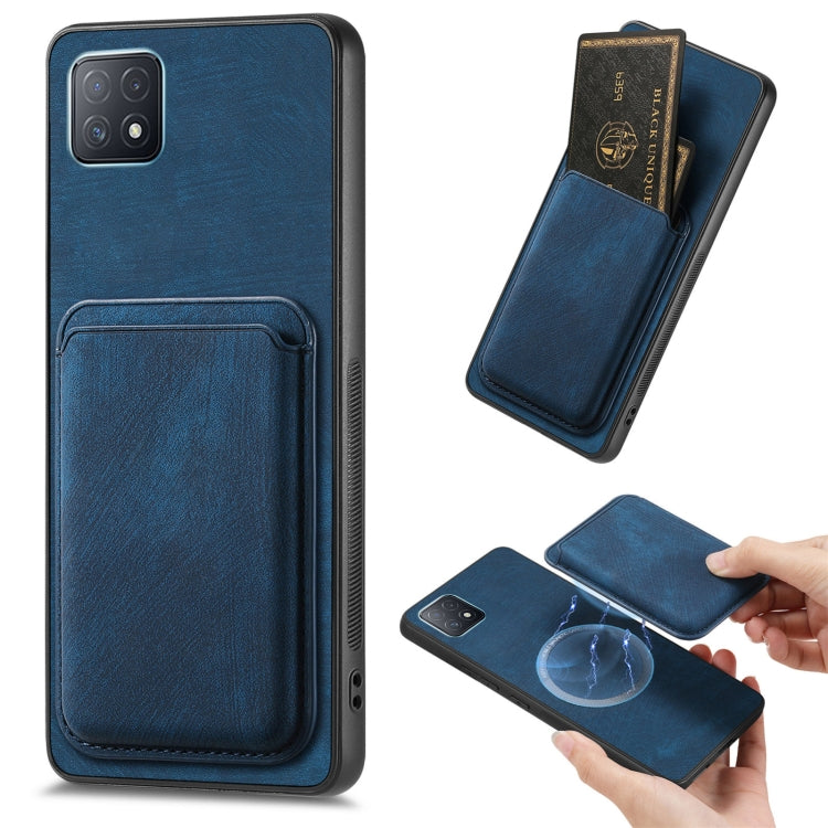 For OPPO A72 5G Retro Leather Card Bag Magnetic Phone Case(Blue) - OPPO Cases by PMC TechLife | Online Shopping South Africa | PMC TechLife | Buy Now Pay Later Mobicred