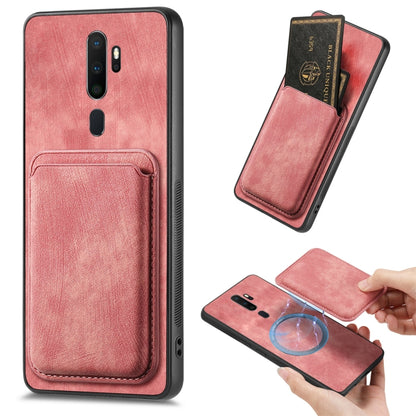 For OPPO A5 Retro Leather Card Bag Magnetic Phone Case(Pink) - OPPO Cases by PMC Jewellery | Online Shopping South Africa | PMC Jewellery | Buy Now Pay Later Mobicred