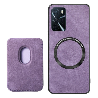 For OPPO A38 4G / A18 4G Retro Leather Card Bag Magnetic Phone Case(Purple) - OPPO Cases by PMC Jewellery | Online Shopping South Africa | PMC Jewellery | Buy Now Pay Later Mobicred