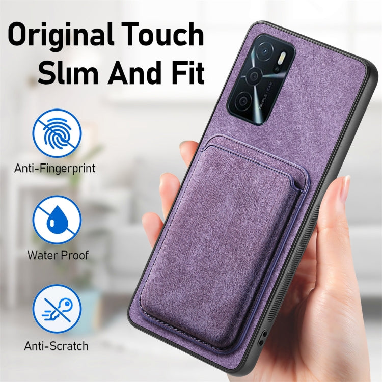 For OPPO Reno7 Z 5G/F21 Pro 5G Retro Leather Card Bag Magnetic Phone Case(Purple) - OPPO Cases by PMC Jewellery | Online Shopping South Africa | PMC Jewellery | Buy Now Pay Later Mobicred