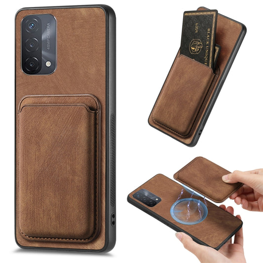 For OPPO A93 5G/A74 5G/A54 5G Retro Leather Card Bag Magnetic Phone Case(Brown) - OPPO Cases by PMC Jewellery | Online Shopping South Africa | PMC Jewellery | Buy Now Pay Later Mobicred