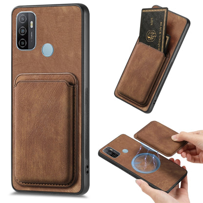 For OPPO A53 / A53S Retro Leather Card Bag Magnetic Phone Case(Brown) - OPPO Cases by PMC Jewellery | Online Shopping South Africa | PMC Jewellery | Buy Now Pay Later Mobicred