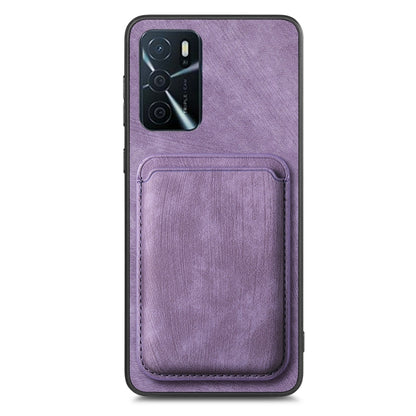 For OPPO A53 / A53S Retro Leather Card Bag Magnetic Phone Case(Purple) - OPPO Cases by PMC Jewellery | Online Shopping South Africa | PMC Jewellery | Buy Now Pay Later Mobicred