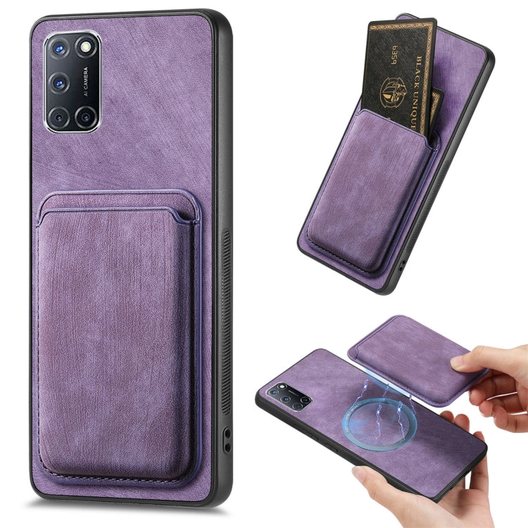 For OPPO A52 / A72/ A92 Retro Leather Card Bag Magnetic Phone Case(Purple) - OPPO Cases by PMC Jewellery | Online Shopping South Africa | PMC Jewellery | Buy Now Pay Later Mobicred