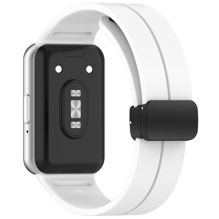 For Samsung Galaxy Fit 3 SM-R390 Magnetic Folding Buckle Silicone Watch Band(White) - Watch Bands by PMC Jewellery | Online Shopping South Africa | PMC Jewellery