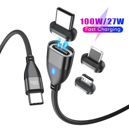 ENKAY 3 in 1 PD100W Type-C to Type-C / 8 Pin / Micro USB Magnetic Fast Charging Cable, Cable Length:1m(Black) - Charging Cable & Head by ENKAY | Online Shopping South Africa | PMC Jewellery | Buy Now Pay Later Mobicred