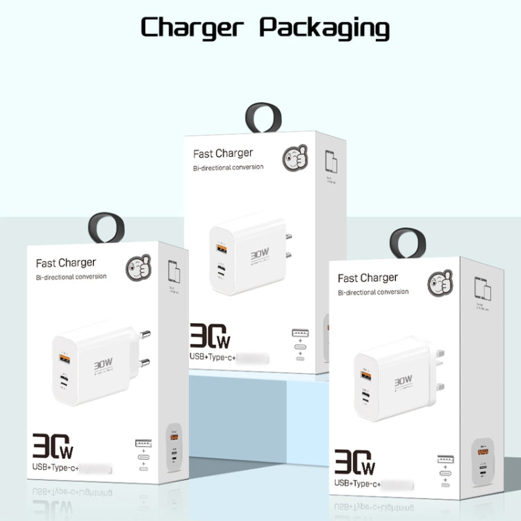 PD30W USB-C / Type-C + 8 Pin + USB Charger with Double Headed Type-C Data Cable(US Plug) - USB Charger by PMC TechLife | Online Shopping South Africa | PMC TechLife | Buy Now Pay Later Mobicred