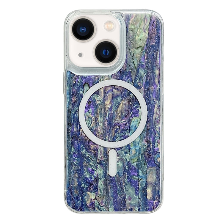 For iPhone 14 Plus Shell Texture Multicolor MagSafe TPU Phone Case(Peacock Blue) - iPhone 14 Plus Cases by PMC Jewellery | Online Shopping South Africa | PMC Jewellery