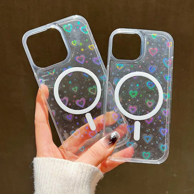For iPhone 15 Plus Laser Love MagSafe TPU Phone Case(Transparent) - free shipping - PMC TechLife - Order now!