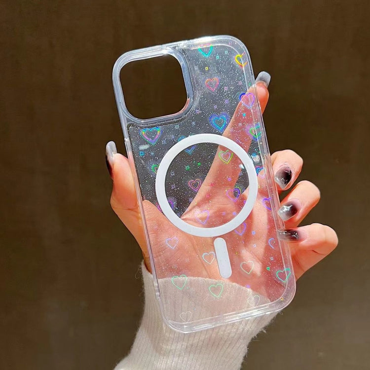 For iPhone 15 Pro Max Laser Love MagSafe TPU Phone Case(Transparent) - free shipping - PMC TechLife - Order now!