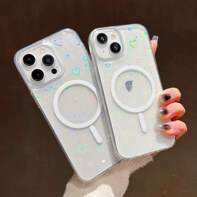 For iPhone 12 Pro Max Laser Love MagSafe TPU Phone Case(Transparent) - iPhone 12 Pro Max Cases by PMC TechLife | Online Shopping South Africa | PMC TechLife