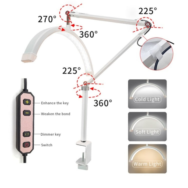 HD-M3X For Eyelash Extensions / Tattoo / Nail Art Lighting Lamp 16 inch Clip-on Half Moon Desk Lamp(AU Plug) - Selfie Light by PMC Jewellery | Online Shopping South Africa | PMC Jewellery