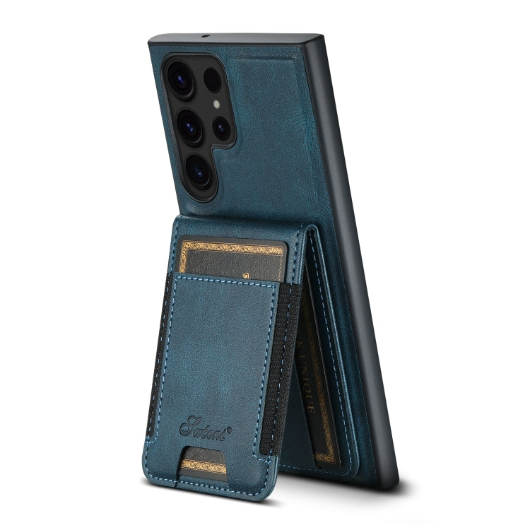 For Samsung Galaxy S22 Ultra 5G Suteni H17 Oil Eax Leather Detachable Wallet Phone Case(Blue) - Galaxy S22 Ultra 5G Cases by Suteni | Online Shopping South Africa | PMC Jewellery | Buy Now Pay Later Mobicred