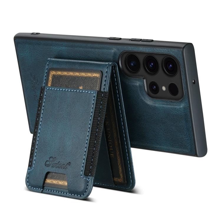 For Samsung Galaxy S22 Ultra 5G Suteni H17 Oil Eax Leather Detachable Wallet Phone Case(Blue) - Galaxy S22 Ultra 5G Cases by Suteni | Online Shopping South Africa | PMC Jewellery | Buy Now Pay Later Mobicred