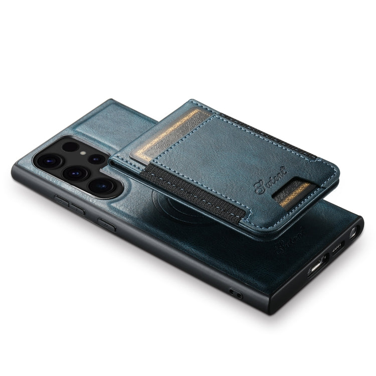 For Samsung Galaxy S24 Ultra 5G Suteni H17 Oil Eax Leather MagSafe Detachable Wallet Phone Case(Blue) - Galaxy S24 Ultra 5G Cases by Suteni | Online Shopping South Africa | PMC Jewellery | Buy Now Pay Later Mobicred