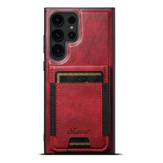 For Samsung Galaxy S25 Ultra 5G Suteni H17 Oil Eax Leather MagSafe Detachable Wallet Phone Case(Red) - Galaxy S25 Ultra 5G Cases by Suteni | Online Shopping South Africa | PMC Jewellery | Buy Now Pay Later Mobicred