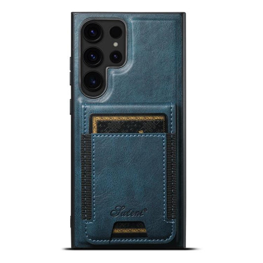 For Samsung Galaxy S25 Ultra 5G Suteni H17 Oil Eax Leather MagSafe Detachable Wallet Phone Case(Blue) - Galaxy S25 Ultra 5G Cases by Suteni | Online Shopping South Africa | PMC Jewellery | Buy Now Pay Later Mobicred