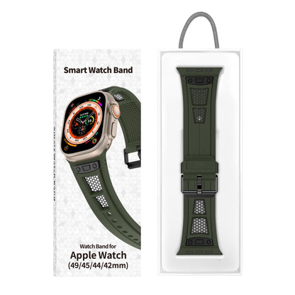 For Apple Watch Series 3 42mm Breathable Stainless Steel Mesh TPU Watch Band(Green Black) - Watch Bands by PMC Jewellery | Online Shopping South Africa | PMC Jewellery