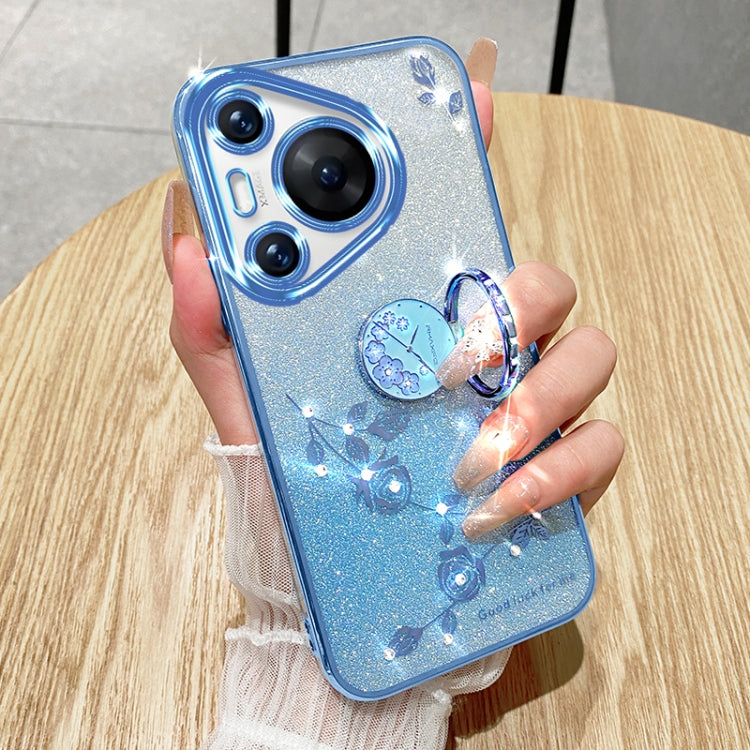 For Huawei Pura 70 Gradient Glitter Immortal Flower Ring All-inclusive Phone Case(Blue) - Huawei Cases by PMC Jewellery | Online Shopping South Africa | PMC Jewellery | Buy Now Pay Later Mobicred