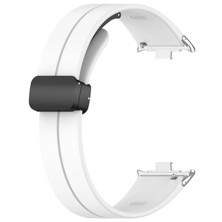 For Redmi Watch 4 Groove Folding Magnetic Buckle Silicone Watch Band(White) - Watch Bands by PMC TechLife | Online Shopping South Africa | PMC TechLife