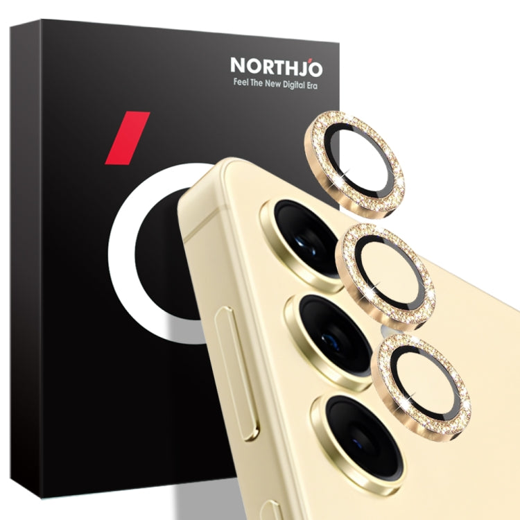 For Samsung Galaxy S24+ 5G NORTHJO Camera Lens Bling Glitter Metal Ring Tempered Glass Film(Gold) - Galaxy S24+ 5G Tempered Glass by NORTHJO | Online Shopping South Africa | PMC Jewellery | Buy Now Pay Later Mobicred