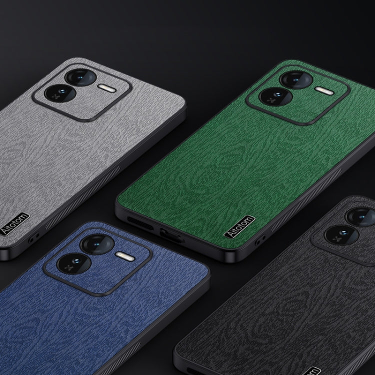 For vivo iQOO Z9 Tree Bark Leather Shockproof Phone Case(Blue) - vivo Cases by PMC TechLife | Online Shopping South Africa | PMC TechLife