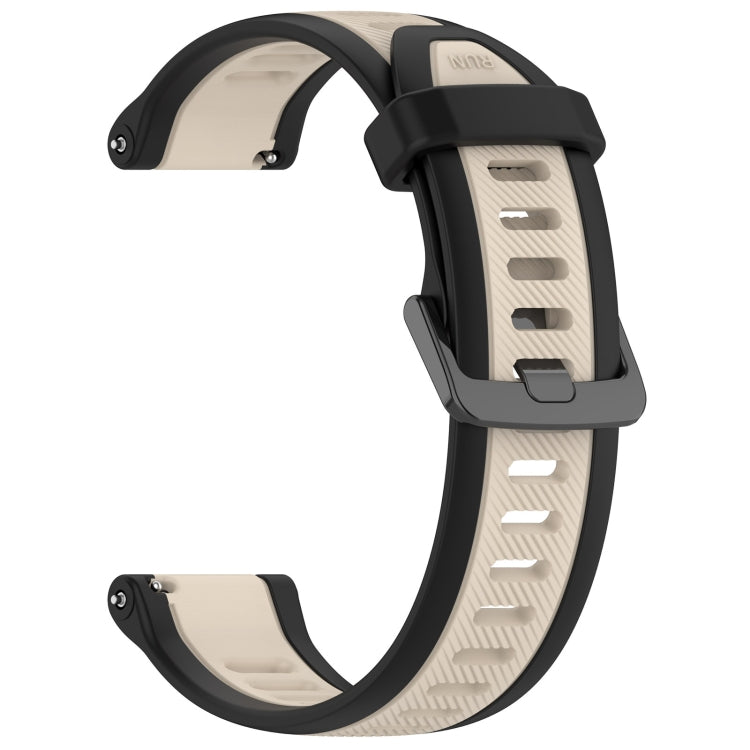 For Garmin Forerunner 255 22mm Two Color Textured Silicone Watch Band(Starlight + Black) - Watch Bands by PMC Jewellery | Online Shopping South Africa | PMC Jewellery