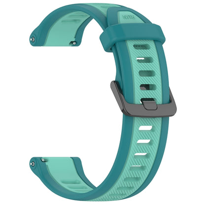 For Garmin Forerunner 255 22mm Two Color Textured Silicone Watch Band(Teal) - Watch Bands by PMC Jewellery | Online Shopping South Africa | PMC Jewellery