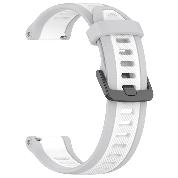 For Garmin Forerunner 255 Music 22mm Two Color Textured Silicone Watch Band(White+Grey) - Watch Bands by PMC Jewellery | Online Shopping South Africa | PMC Jewellery