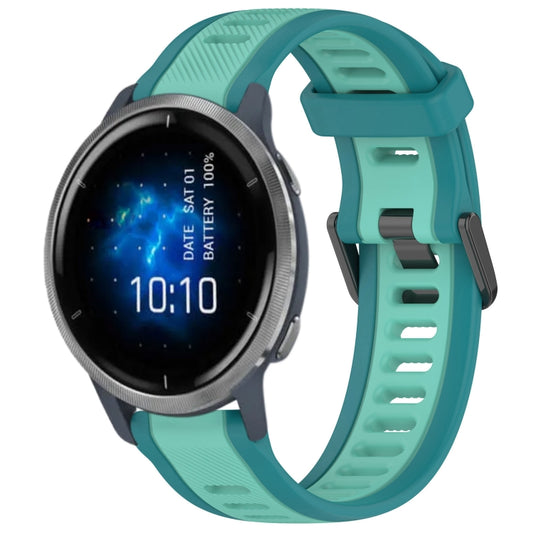 For Garmin Venu 2 22mm Two Color Textured Silicone Watch Band(Teal) - Watch Bands by PMC Jewellery | Online Shopping South Africa | PMC Jewellery