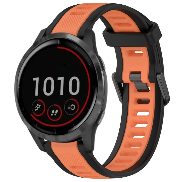 For Garmin Vivoactive 4 22mm Two Color Textured Silicone Watch Band(Orange+Black) - Watch Bands by PMC Jewellery | Online Shopping South Africa | PMC Jewellery